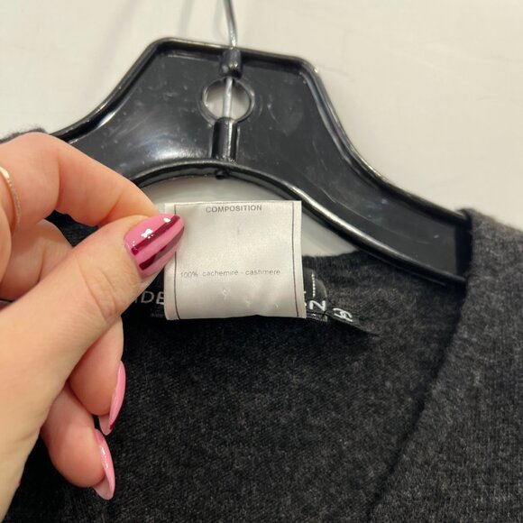 CHANEL 1999A Charcoal Gray Cashmere Wrap Cardigan Sweater Set sz FR 38/6-42/10 - Picture 16 of 16